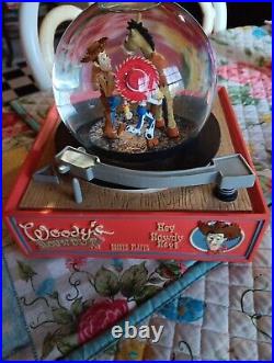 Disney Toy Story 2 Woody's Roundup Record Player Snow Globe Music Box Rare 95440