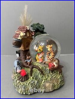 Disney Winnie The Pooh Bonfire Light Up Musical Snow Globe Vintage Read Rare