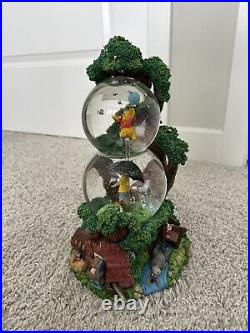 Disney Winnie The Pooh Christopher Robin TWO TIER Musical Snow Globe Very Rare