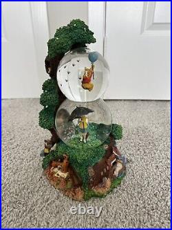 Disney Winnie The Pooh Christopher Robin TWO TIER Musical Snow Globe Very Rare