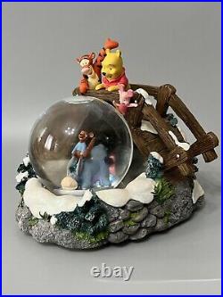 Disney Winnie the Pooh & Friends Snow Globe Bridge Musical Rare Retired
