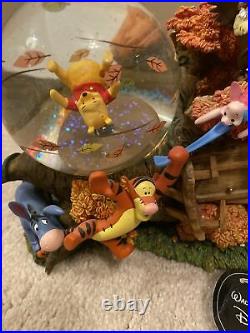 Disney Winnie the Pooh Musical Snow Globe Blustery Day 1963 Wonderland Music