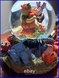 Disney Winnie the Pooh Piglet Eeyore Tigger Halloween Pumpkin Musical Snow Globe