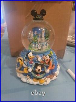 Disney World 2000 Celebrate the Future Musical Snow Globe 4 Parks Mickey Mouse