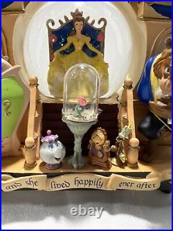 Disney World Beauty and The Beast musical snow globe storybook two sided 1991