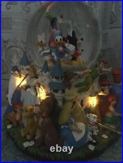 Disney World Castle A Magical Gathering Rare Musical Double Snow Globe