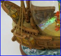 Disney You Can Fly Peter Pan/Captain Hook Pirate Ship Musical Snow Glass Globe