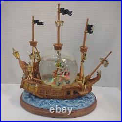 Disney You Can Fly Snow Globe Music Box Jolly Roger Ship Captain Hook Peter Pan