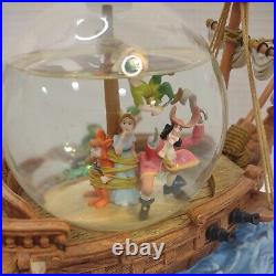 Disney You Can Fly Snow Globe Music Box Jolly Roger Ship Captain Hook Peter Pan