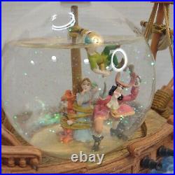 Disney You Can Fly Snow Globe Music Box Jolly Roger Ship Captain Hook Peter Pan