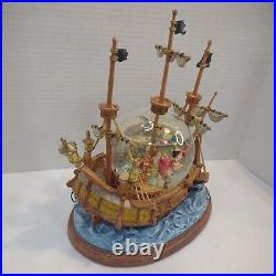 Disney You Can Fly Snow Globe Music Box Jolly Roger Ship Captain Hook Peter Pan