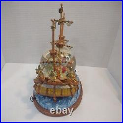 Disney You Can Fly Snow Globe Music Box Jolly Roger Ship Captain Hook Peter Pan