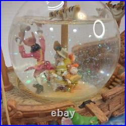 Disney You Can Fly Snow Globe Music Box Jolly Roger Ship Captain Hook Peter Pan