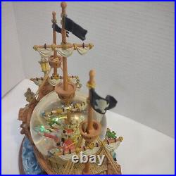 Disney You Can Fly Snow Globe Music Box Jolly Roger Ship Captain Hook Peter Pan