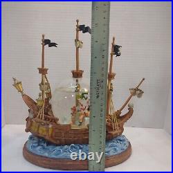 Disney You Can Fly Snow Globe Music Box Jolly Roger Ship Captain Hook Peter Pan