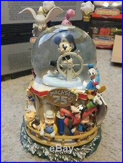 Disney's 75th Mickey Mouse March Musical Snow Globe/Steamboat Willie Lights up