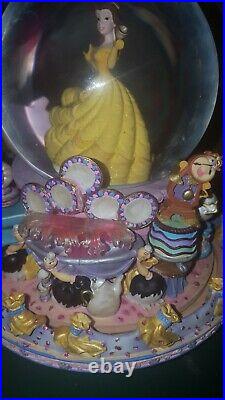 Disney's Beauty & the Beast Belle Musical rotating Snow Globe Be Our Guest 1991