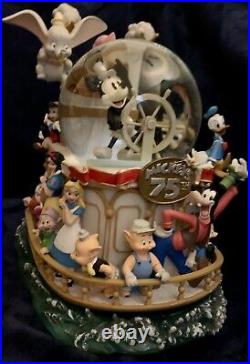 Disney's MICKEY'S 75th ANNIVERSARY STEAMBOAT RIDE Musical, Lighted Snow Globe