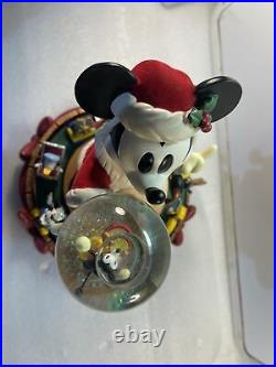 Disney's Mickey Mouse Santa's Workshop Big Snow Globe Musical Carousel read
