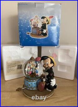 Disney's Rare Pinocchio's Music Box Snow Globe with Jiminy Cricket and Figaro