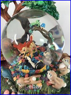 Large Disney BAMBI Musical MOTION Snow Globe Wind Up LITTLE APRIL SHOWERS