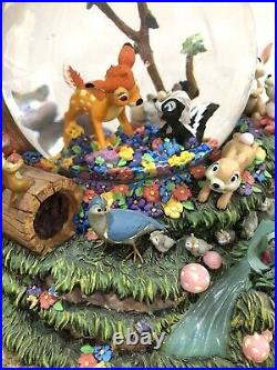 Large Disney BAMBI Musical MOTION Snow Globe Wind Up LITTLE APRIL SHOWERS
