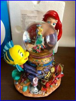 Little Mermaid Water Ball Snow Dome Music Box Ariel Flounder Sebastian Disney JP