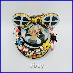 Mickey Mouse Thru the Years DISNEY STORE Reel to Reel Musical Moving Snow Globe