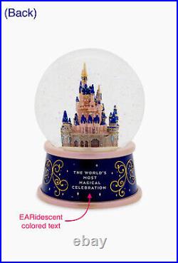 NIB Disney Parks 50th Anniversary Cinderella Castle Musical Water Snow Globe