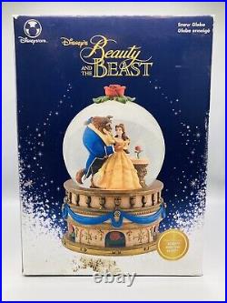 NIB Vintage Disney Store Beauty and The Beast Musical Snow Globe RARE