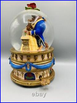 NIB Vintage Disney Store Beauty and The Beast Musical Snow Globe RARE