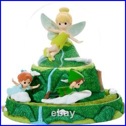 New PRECIOUS MOMENTS DISNEY Musical Rotating Snow Globe TINKERBELL PETER PAN