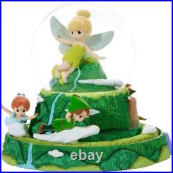 New PRECIOUS MOMENTS DISNEY Musical Rotating Snow Globe TINKERBELL PETER PAN