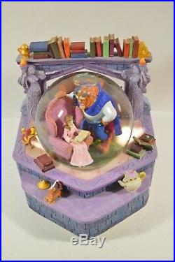 RARE 1991 Disney Beauty And The Beast Musical Snow Globe Belle Reads Snowglobe