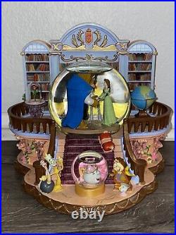 RARE Beauty and the Beast Library Double Snow Globe And Music Box