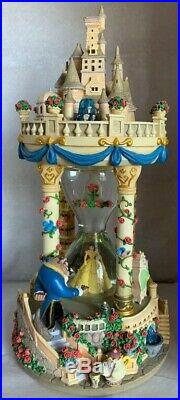 RARE DISNEY Princess Beauty Beast Hourglass Snow Globe Musical/Lights Beautiful
