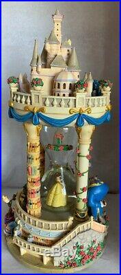 RARE DISNEY Princess Beauty Beast Hourglass Snow Globe Musical/Lights Beautiful