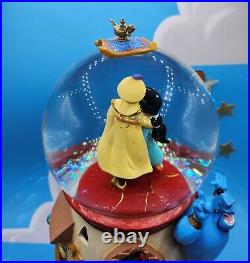 RARE Disney Aladdin Pedestal Snow Globe And Rotating Music Box With Lights