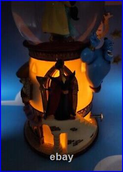 RARE Disney Aladdin Pedestal Snow Globe And Rotating Music Box With Lights