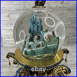 RARE Disney Cinderella Gold 50TH Anniversary Musical Snow Globe Heart Shaped Key