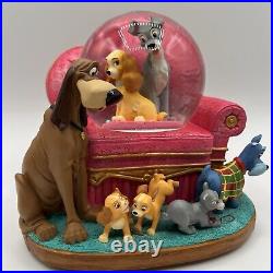 RARE Disney Lady and The Tramp Musical Snow Globe with Puppies And Sofa Works