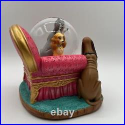 RARE Disney Lady and The Tramp Musical Snow Globe with Puppies And Sofa Works