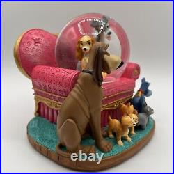 RARE Disney Lady and The Tramp Musical Snow Globe with Puppies And Sofa Works