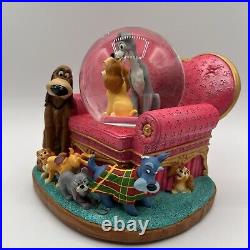 RARE Disney Lady and The Tramp Musical Snow Globe with Puppies And Sofa Works