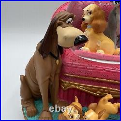 RARE Disney Lady and The Tramp Musical Snow Globe with Puppies And Sofa Works