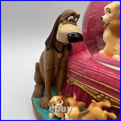 RARE Disney Lady and The Tramp Musical Snow Globe with Puppies And Sofa Works