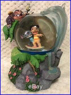 RARE Disney Lilo Stitch Surfing Dr Jumba Pleakley Snow Globe Musical collectible
