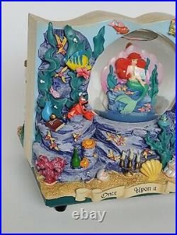RARE Disney Little Mermaid Book Double Sided Musical Storybook Snow Globe