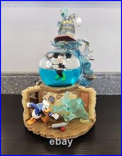 RARE Disney Lonesome Ghost Donald Duck Mickey Mouse Goofy Water Globe Music Box