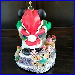 RARE Disney Mickey Mouse Deck the Halls Musical Snow Globe withTrain Movement